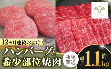 【全12回定期便】佐賀牛100％ハンバーグ4個と希少部位焼肉600g / 牛肉 和牛 おかず 惣菜 個包装 / 佐賀県 / 有限会社佐賀セントラル牧場 [41ASAA205]