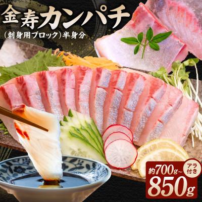 ふるさと納税 延岡市 金寿カンパチ(刺身用ブロック+アラ)半身分 約700g〜850g