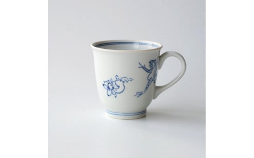 【たち吉】鳥獣戯画 マグ 染付