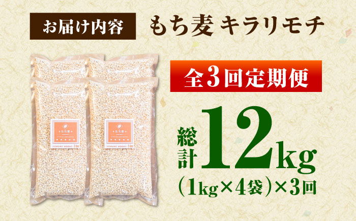 【全3回定期便】もち麦 キラリモチ 4kg（1kg×4袋）/ 佐賀県 / 大塚米穀店 [41ANAD009]