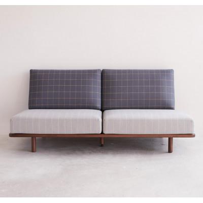 ふるさと納税 大川市 Bolo 3人掛け ソファ 【グレー×ダークグレー×チェック/ウォールナット/ 幅180cm】