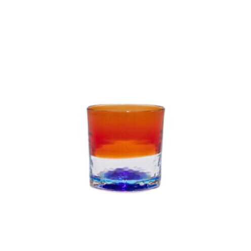 【ふるさと納税】【RYUKYU GLASS WORKS 海風】残波の夕日ロックグラス（青）