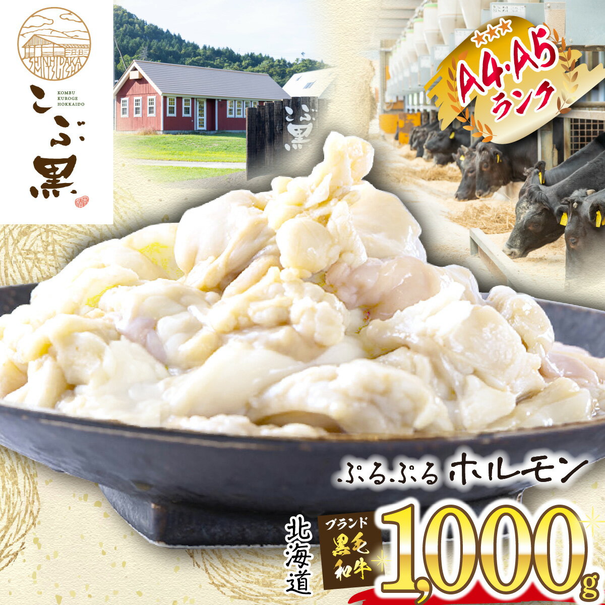 北海道産 黒毛和牛 こぶ黒 A5 A4 ホルモン 計 1kg ( 500g × 2パック ) 和牛 ブランド牛 牛肉 ブランド 牛 肉 ビーフ ぷるぷる もつ鍋 もつ モツ もつ煮 焼肉 煮込み 冷凍 北海道 新ひだか町