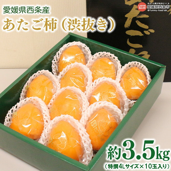【ふるさと納税】＜愛媛県西条産 あたご柿（渋抜き）約3.5kg（特撰4Lサイズ×10玉入り）＞※2025年12月下旬迄に順次出荷します。 フルーツ 果物 愛宕柿 かき カキ ドライアイス 焼酎 JA周桑 農業協同組合 愛媛県 西条市【常温】
