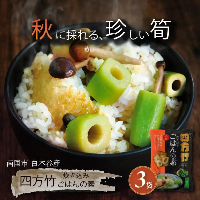 【期間限定】 国産 四方竹 炊き込みごはんの素 2合炊き × 3袋 (2026年11月～発送) | シホウチク 筍 たけのこ 特産 珍味 希少 高知 南国市