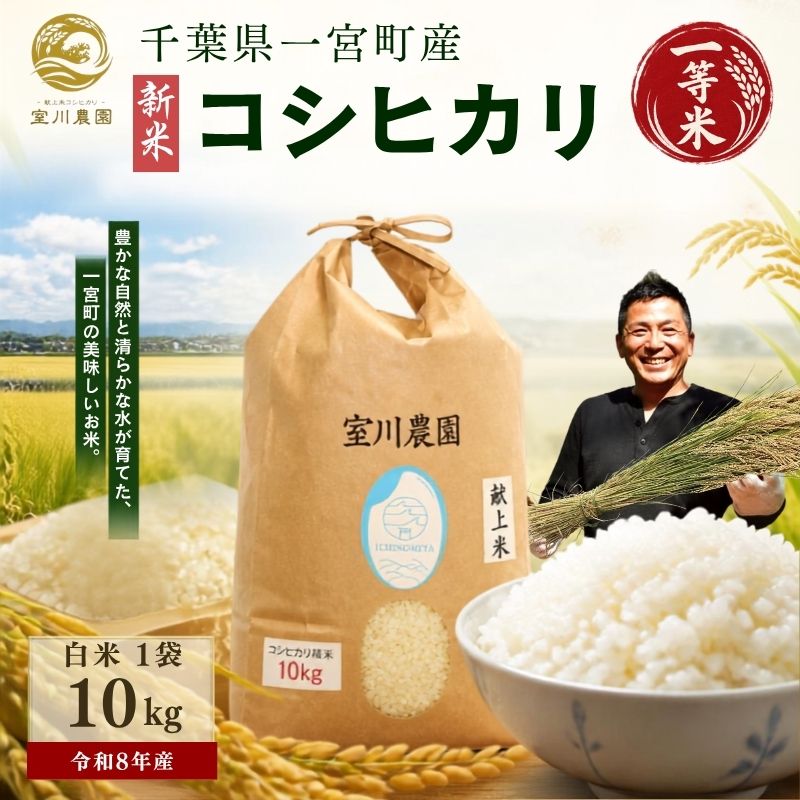 【ふるさと納税】千葉県一宮町産コシヒカリ（白米10kg）令和8年産米　2026年発送分　10kg×1袋 　一等米　白米　精米　先行予約