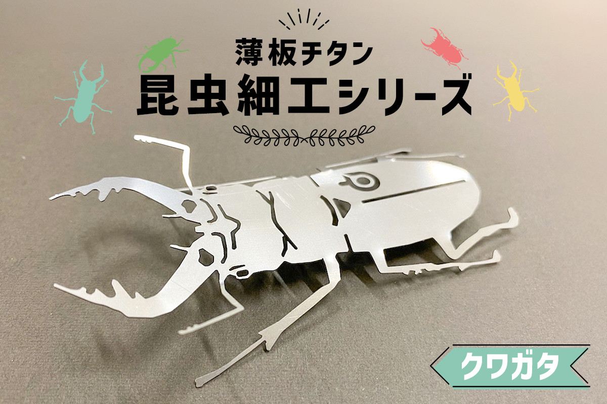 
                  薄板チタン昆虫細工シリーズ（クワガタ）　【岐阜県 可児市 雑貨 インテリア おしゃれ 綺麗 精密加工 芸術 アート 高級素材 チタン 昆虫 木箱 雑貨 虫 】
                