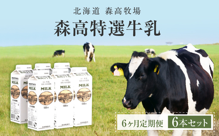 6ヵ月定期便 厚岸町 森高特選牛乳 1L×6本 ミルク 牛乳
