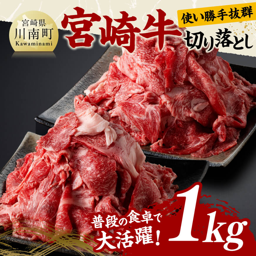 宮崎 牛切り落とし 1kg 肉 牛肉 黒毛和牛[D11419]