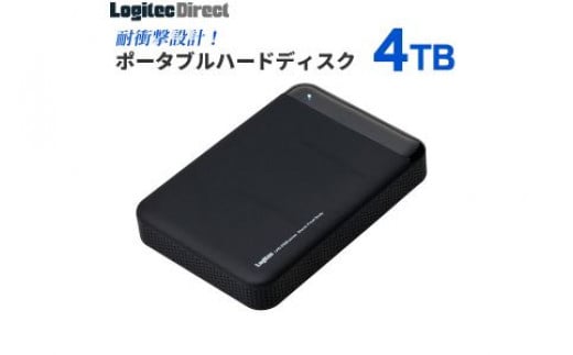 
【090-02】ロジテック 耐衝撃USB3.1(Gen1) / USB3.0対応のポータブルハードディスク（HDD）[4TB/ブラック]【LHD-PBM40U3BK】
