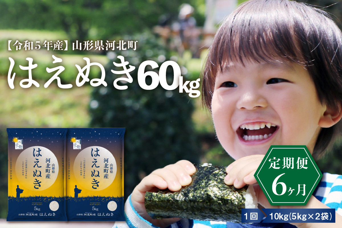 
【令和5年産米】※選べる配送時期※ はえぬき60kg（10kg×6ヶ月）定期便 山形県産【米COMEかほく協同組合】
