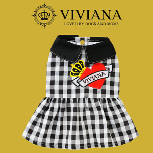 ドッグウェア「VIVIANA」ギンガムチェックワンピース／ハート