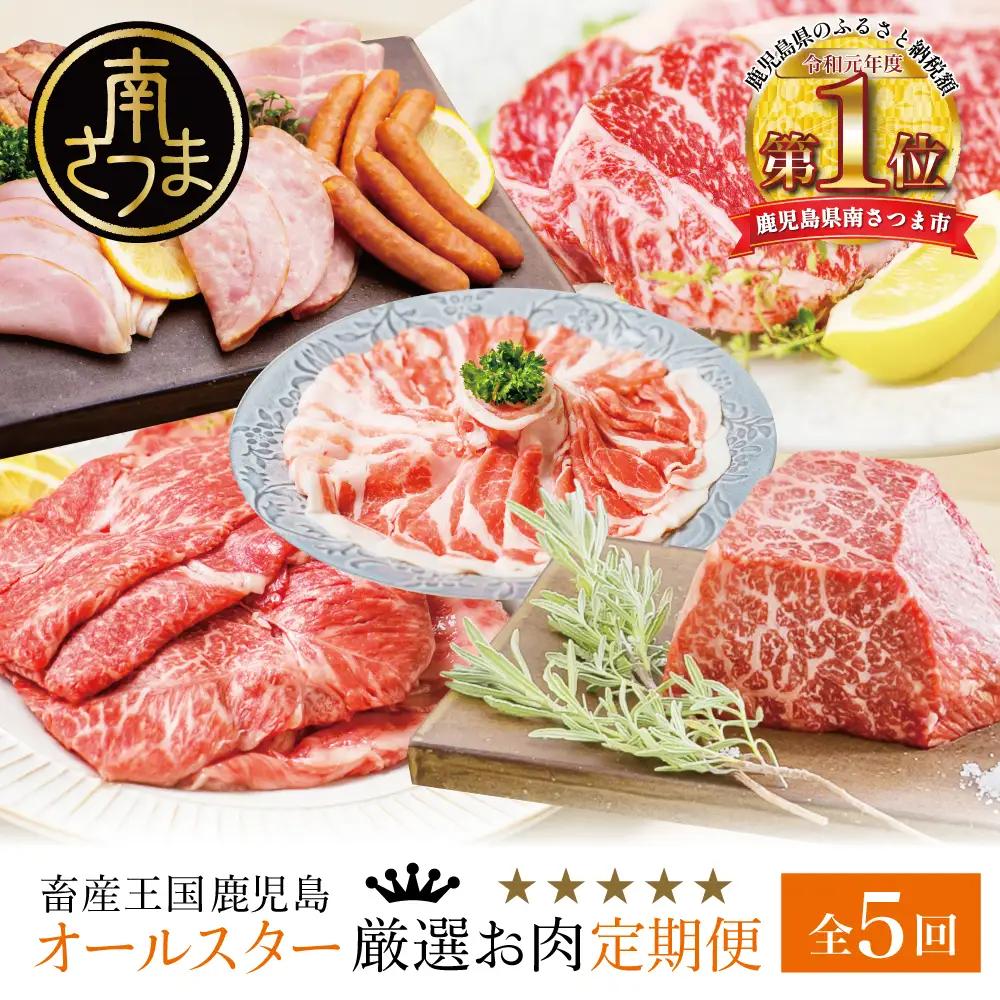 【お試し版】オールスター厳選お肉定期便（全5回） 牛肉 豚肉 すき焼き しゃぶしゃぶ 赤身 焼肉 冷凍 定期便 鹿児島 南さつま市