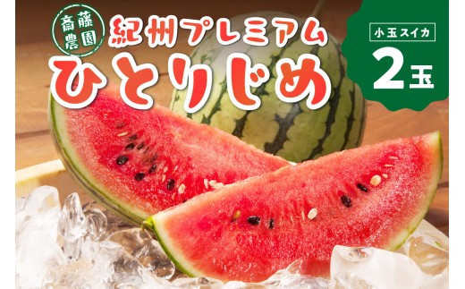 紀州プレミアムひとりじめ（小玉スイカ） 2玉3.5kg程度≪先行予約2027年5月下旬以降発送分≫ 【配送不可地域 北海道 青森 秋田 岩手 沖縄 離島】 小玉すいか ひとりじめプレミアム 西瓜 シャリシャリ感 コク 甘み 糖度 完熟 プレミアム 果物 フルーツ 期間限定 旬