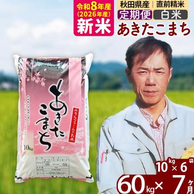ふるさと納税 北秋田市 新米 令和8年産 《定期便7ヶ月》秋田県産あきたこまち60kg【白米】|msrf-11307