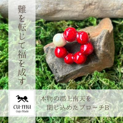 ふるさと納税 郡上市 本物の南天を閉じ込めたブローチB