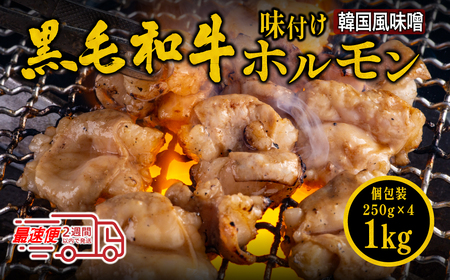 〈スピード出荷〉黒毛和牛ホルモン （韓国味噌ダレ  小分け 1kg）ホルモン MSK020
