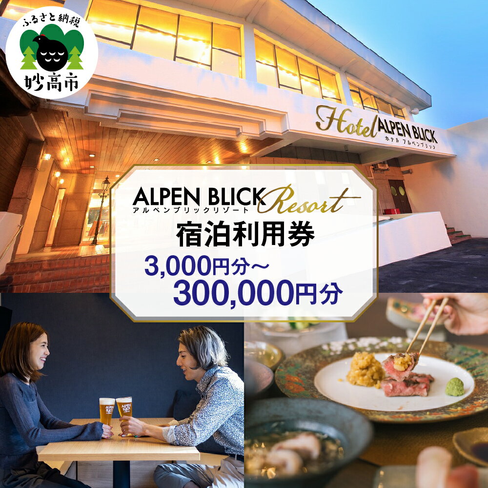 【ふるさと納税】アルペンブリックリゾート 宿泊利用券 選べるご利用金額 ( 3,000円分～300,000円分 )/ 宿泊 宿 リゾートホテル ホテル 和モダン 天然温泉 宿泊券 旅行 トラベル 旅 家族 ファミリー カップル 友達 友人 新潟県 妙高市