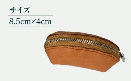 ファスナー口がガバ～っと開くコインケース 牛革 （キャメル/ブラック/レッド/ピンク）長与町＜グッピーサウンド＞ [EBG014]