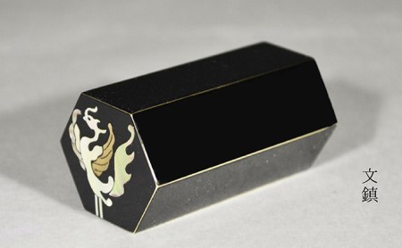 文鎮 寸寸六方螺鈿入（黒） 鳳凰（紙箱） 高岡銅器 民芸品 工芸品 雑貨 日用品 ぶんちん 