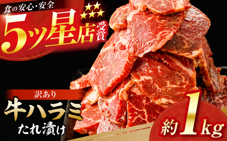 牛ハラミ　たれ漬け 約200g×5 総計約1kg / 訳あり 数量限定 小分け 柔らかい！！ 【(有)山重食肉】[ATAP145]