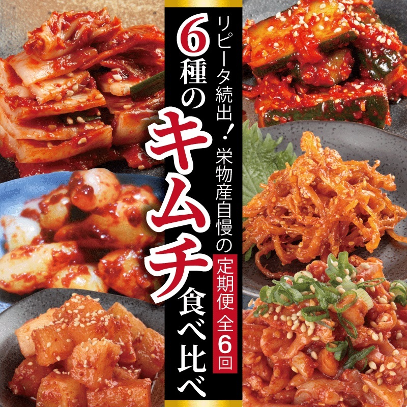 【リピーター続出】6種 キムチ食べ比べ 定期便 全6回【毎月配送コース 高評価 人気 惣菜 きむち 漬物 韓国グルメ おつまみ 家計応援 お楽しみ 福袋】 G2778