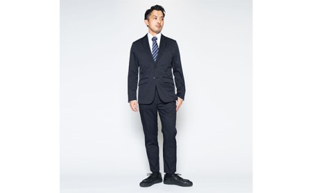 【ふるなび限定】メンズBizアンクルパンツ「ワークウェアスーツ」スーツに見える作業着　丸洗い可 ストレッチ 速乾 部屋干し可 撥水 シワになりにくい　ダークネイビー FN-Limited L