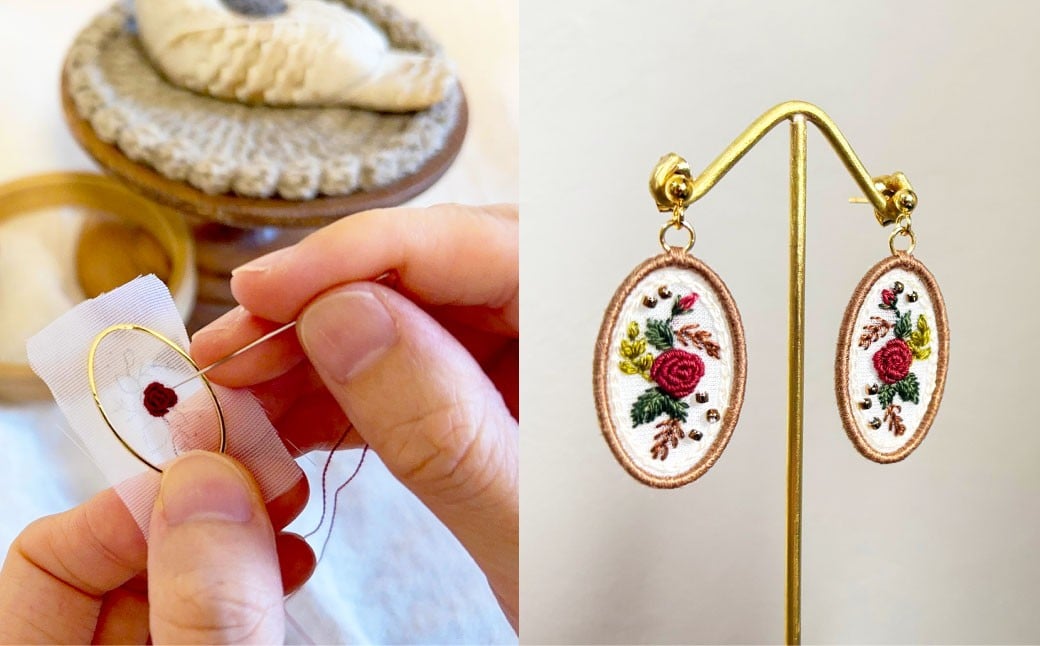 アフタヌーンティーローズピアス （ ボルドー ）