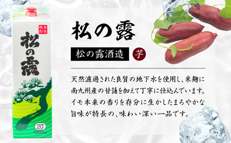 松の露 パック 6本 1800ml 20度 本格芋焼酎 焼酎 お酒 アルコール 飲料 国産 焼酎ハイボール 晩酌 家呑み 宅呑み ご褒美 お祝い 記念日 手土産 ギフト 贈り物 おすすめ 宮崎県 日南