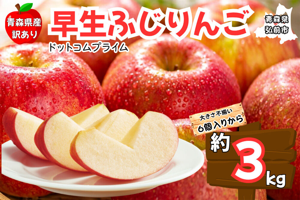 【26年10月中旬～11月下旬発送】りんご 早生ふじ 約3kg【訳あり ご家庭用】青森県産 青森 果物 フルーツ 林檎 リンゴ くだもの 弘前市 [産地直送 アップル おいしい ふじ りんご 果実 果