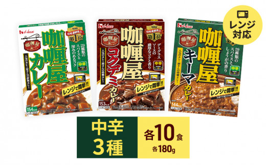 
ハウス食品 カリー屋 カレー 中辛 3種 各10箱セット 保存 便利 料理 簡単 レンジ レンチン スパイス ビーフ キーマ デミグラス 人気 厳選
