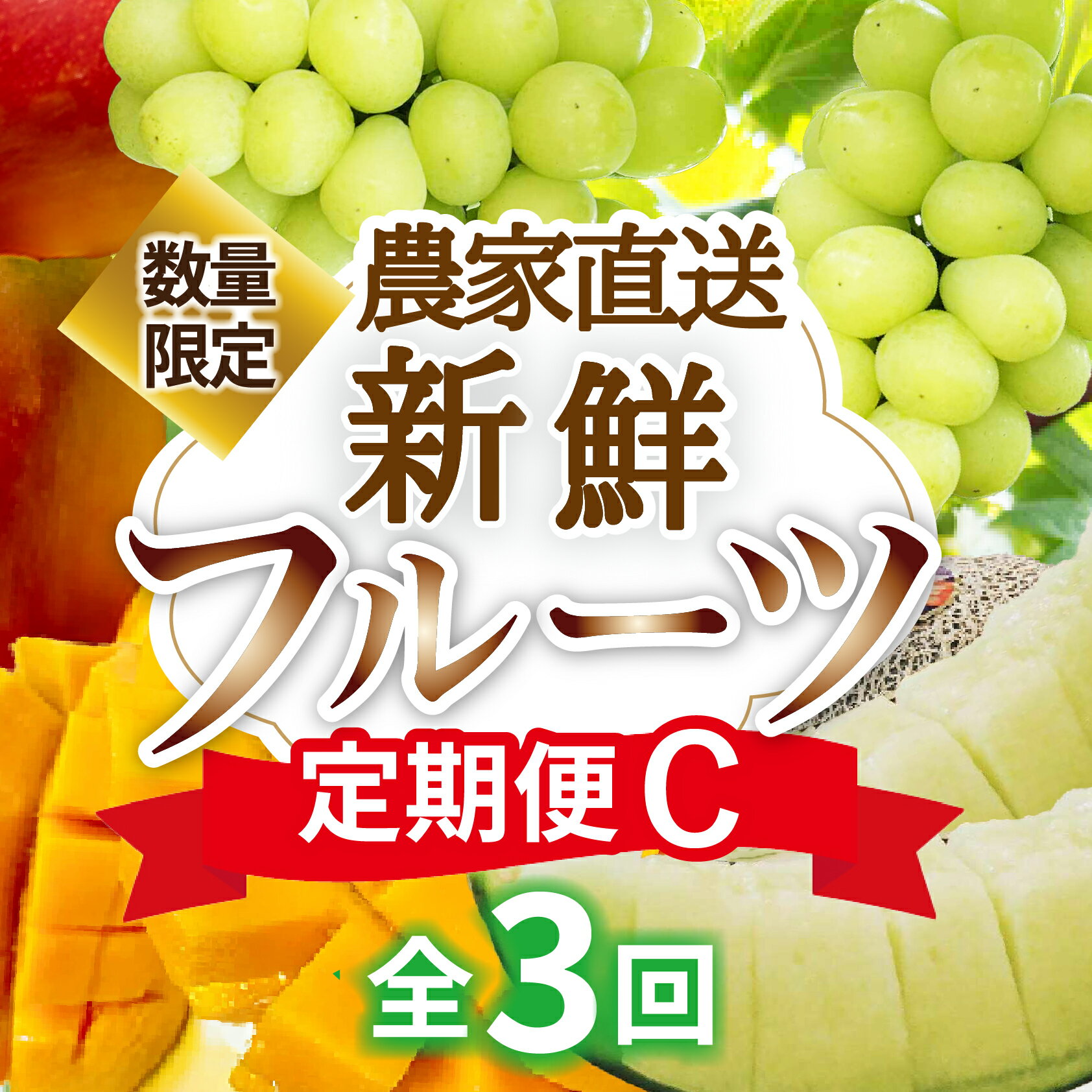 【ふるさと納税】【定期便3回】契約農家直送の新鮮フルーツ定期便C（フルーツ 果物 くだもの マンゴー アップルマンゴー ブドウ ぶどう メロン 定期便）