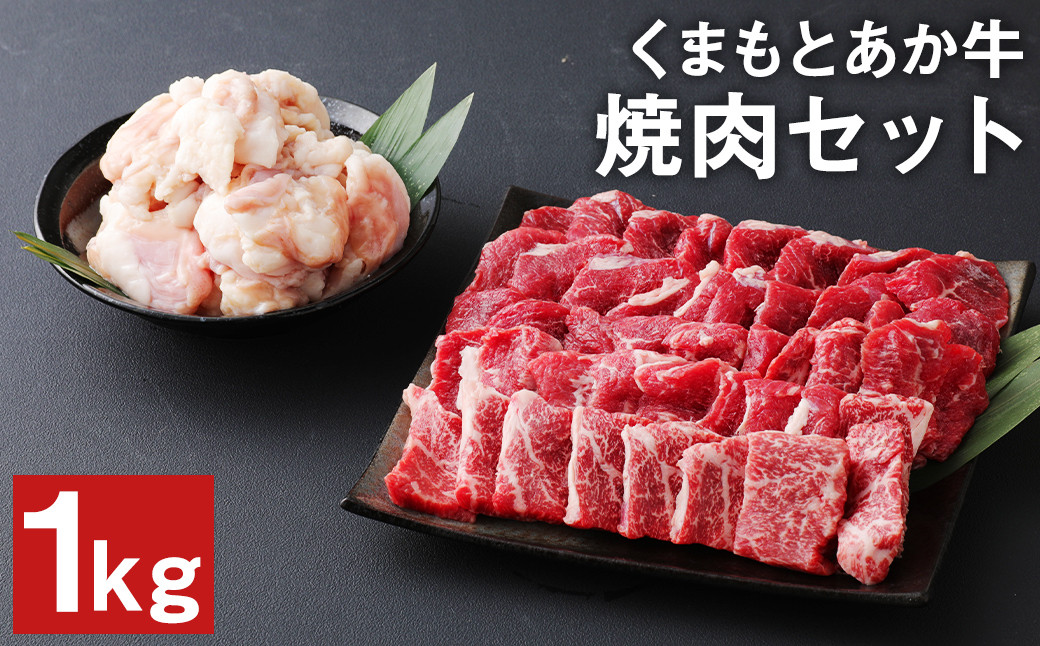 くまもと あか牛 焼肉 セット 計1kg（もも700g・ホルモン300g）和牛 牛肉