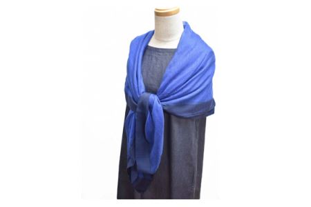 No.253 シルク カシミヤストール 「Frame」 blue【n0253_mut_A】