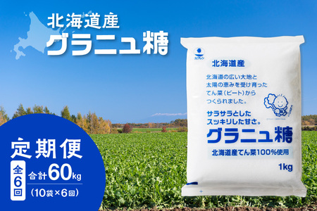 【 6回 定期便 】 ホクレン グラニュ糖 1kg × 10袋 【  定期便 てん菜 北海道産 砂糖 お菓子 料理 調味料 ビート お取り寄せ 北海道 清水町  】_S012-0018