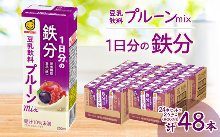 1日分の鉄分　豆乳飲料　プルーンmix　200ml　24本セット×2ケース【1543288】