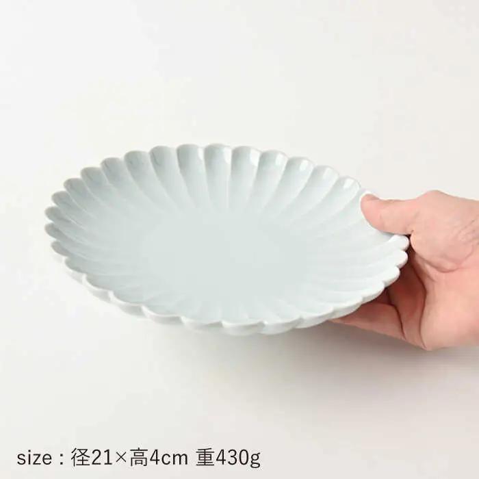 【波佐見焼】菊彫 青白釉 7寸皿 プレート 5枚セット 食器 皿 【福田陶器店】 [PA209]  波佐見焼