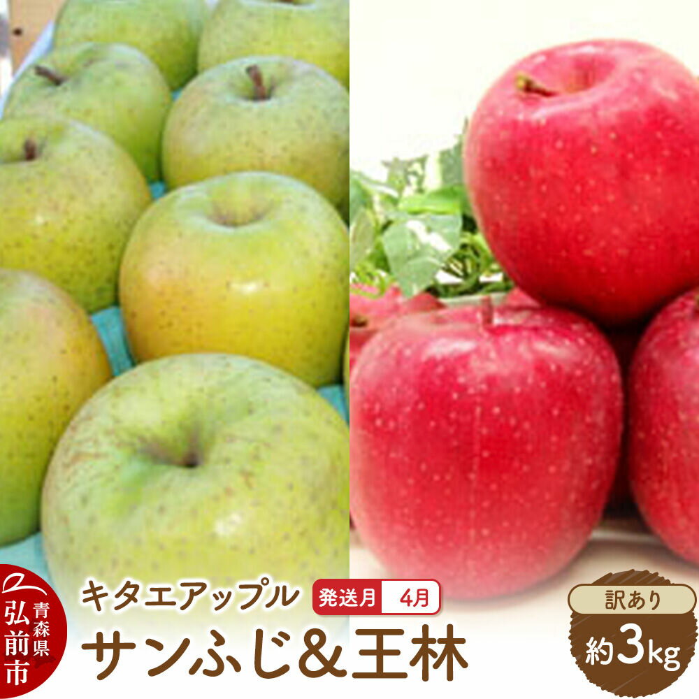 【ふるさと納税】【26年4月クール便発送】りんご サンふじ・王林【訳あり】約3kg【CA貯蔵】キタエアップル [不揃い 規格外 アップル 産地直送 青森県 弘前市 詰め合わせ セット 果物 フルーツ 林檎 リンゴ くだもの]
