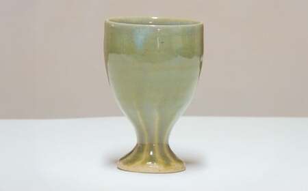 マスカット釉ワイン坏 グラス 杯 古木灰 灰釉陶器 陶器 天然灰 岡山県 倉敷市