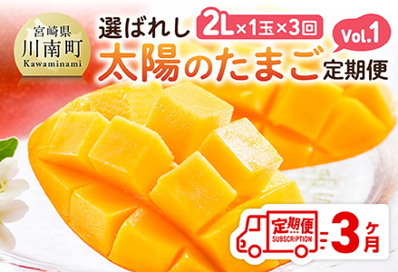 【3ヶ月定期便】選ばれし太陽のたまご定期便Vol.1 【 川南町産 くだもの マンゴー   】