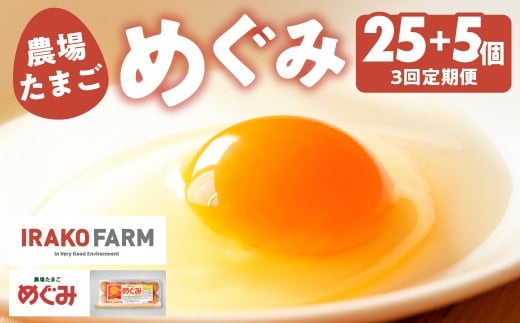 農場たまご めぐみ 30個 定期便3回　割れ保証付き 卵 たまご 鶏卵 30 赤玉 新鮮 毎月お届け 3回 3か月 イラコファーム 愛知県 田原市