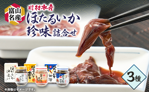 
川村水産　ほたるいか塩辛・沖漬　3本【1234337】
