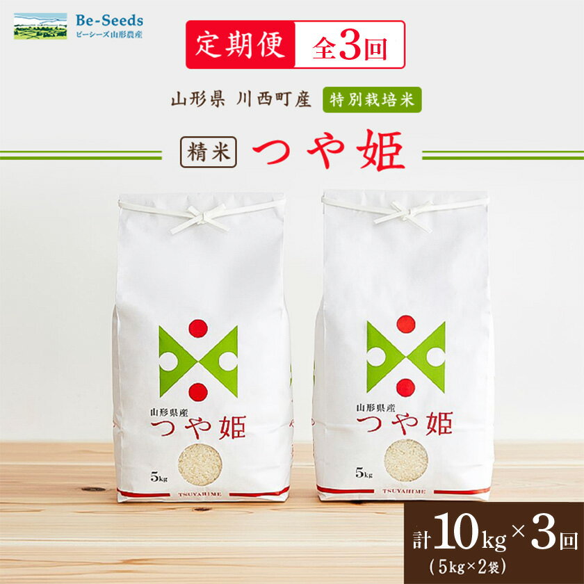 【ふるさと納税】【毎月定期便】山形県産特別栽培米「つや姫」10kg(5kg×2袋)全3回【4076722】