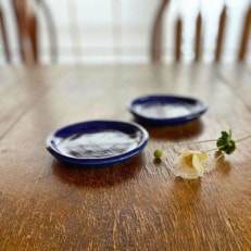 うつわ おしゃれな食器 プレート皿 菓子皿にもフラワーオブライフ模様 瑠璃色　小皿2枚