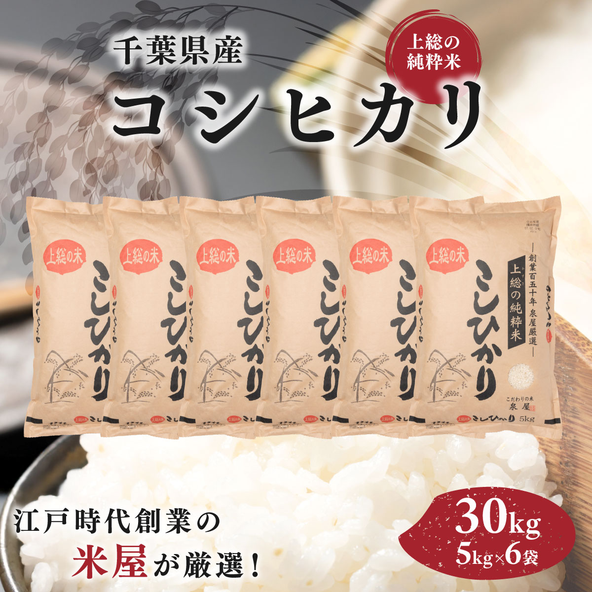 【ふるさと納税】令和7年度産 上総の純粋米 「コシヒカリ」 30kg　(5kg×6) KCV004