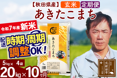 ※令和7年産 新米※《定期便10ヶ月》秋田県産 あきたこまち 20kg【玄米】(5kg小分け袋) 2025年産 お届け時期選べる お届け周期調整可能 隔月に調整OK お米 みそらファーム