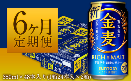 6ヶ月定期便“九州熊本産”金麦２ケース（計6回お届け 合計12ケース：350ml×288本）阿蘇の天然水100％仕込 熊本県御船町 (350ml×48本) ×6カ月《お申込み月の翌月から出荷開始》 |お酒 アルコール 生ビール 缶ビール 冬ビール 定番ビール お歳暮 お取り寄せ お中元 ギフト 贈り物 プレゼント 人気 おすすめ 家飲み 晩酌 バーベキュー キャンプ ソロキャン アウトドア 内祝い 48本 48缶