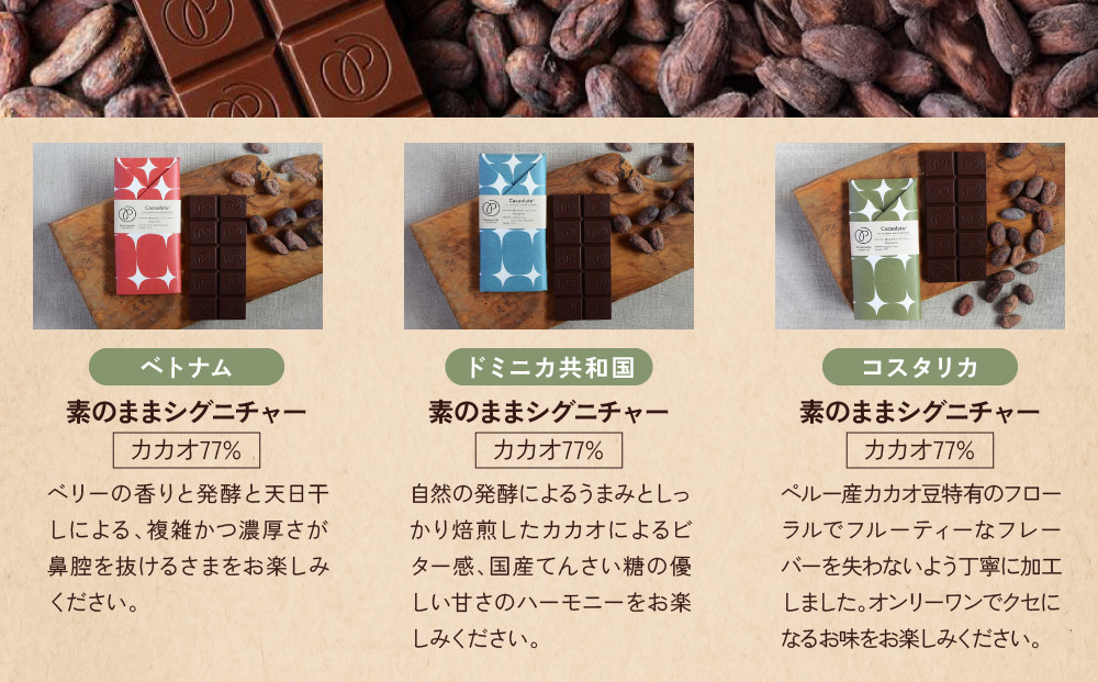 【Premarché Cacaolate Lab】国際コンテスト入賞店の手づくりチョコレート 産地食べ比べ6枚セット ＜セットB＞｜京都 チョコレート専門店 人気セット［ 手作りチョコ カカオ産地食べ