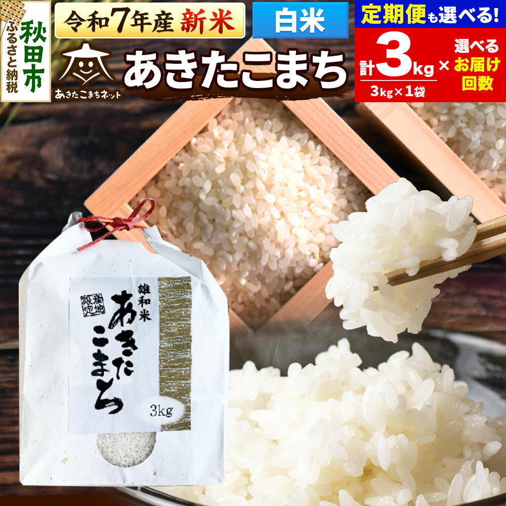 【ふるさと納税】《令和7年産 新米受付》あきたこまち 清流米 3kg 秋田市雄和産【白米】【選べるお届け回数(1回〜定期便) 】