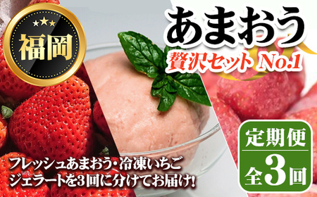 《先行予約受付中・数量限定》＜定期便・全3回(3月・5月・7月)＞2027年3月からお届け！あまおう贅沢セット No.1(あまおう：計約500g・冷凍いちご：1.5kg　ジェラート2種：計1L) 苺 定期便 ＜離島配送不可＞【ksg1256】【THE FARM_strawberry】